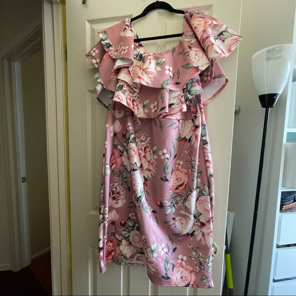 Off The Shoulder Floral Midi Dress